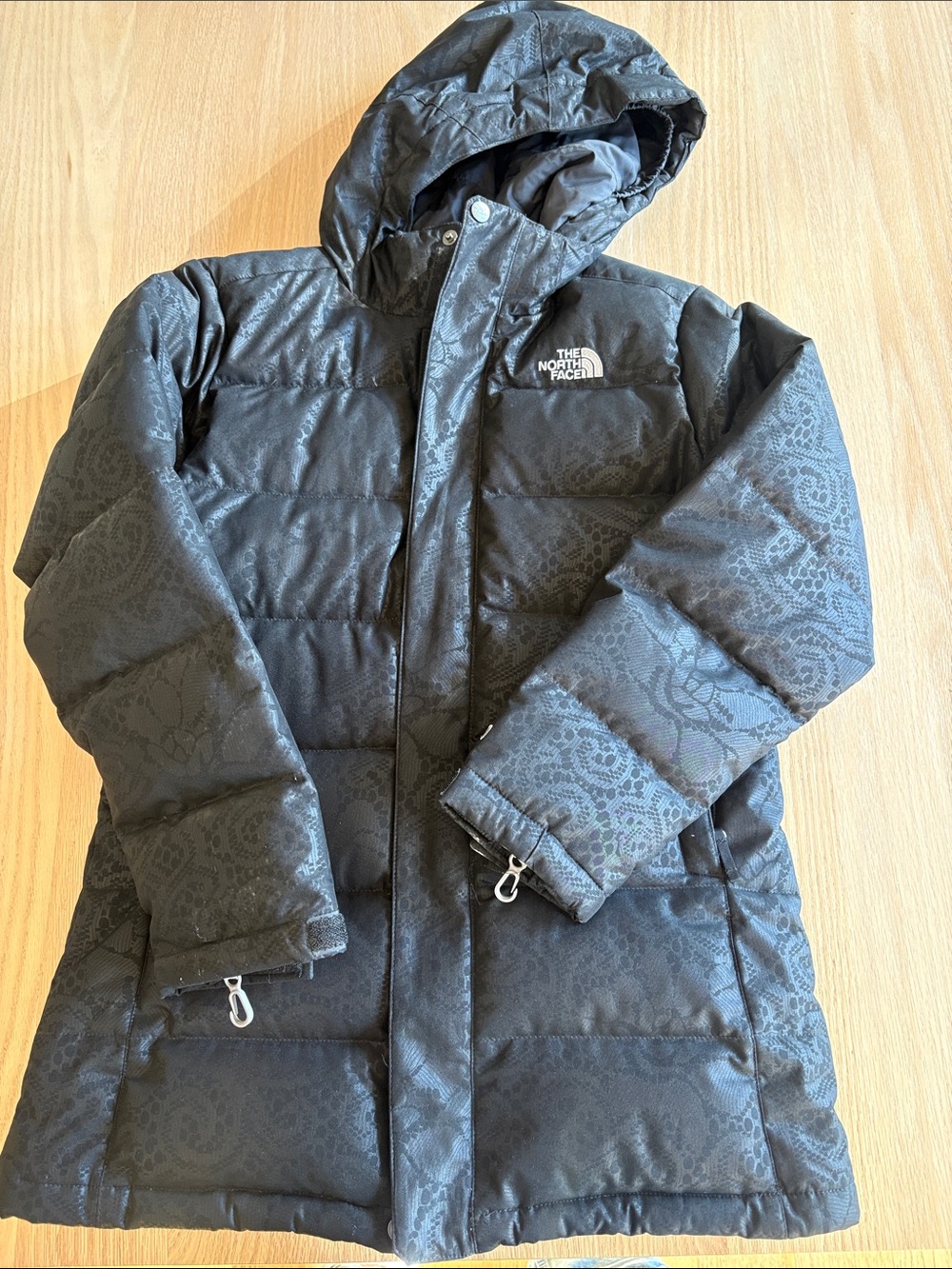 The North Face Kids Black Hooded Quilted down Puffer Jacket
